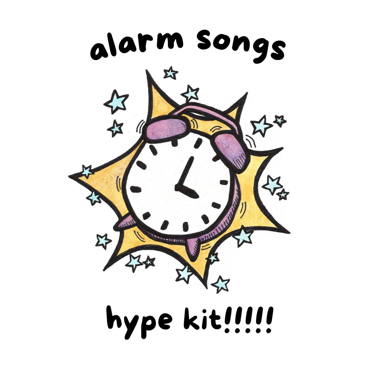 a playful illustration of an alarm clock going off.