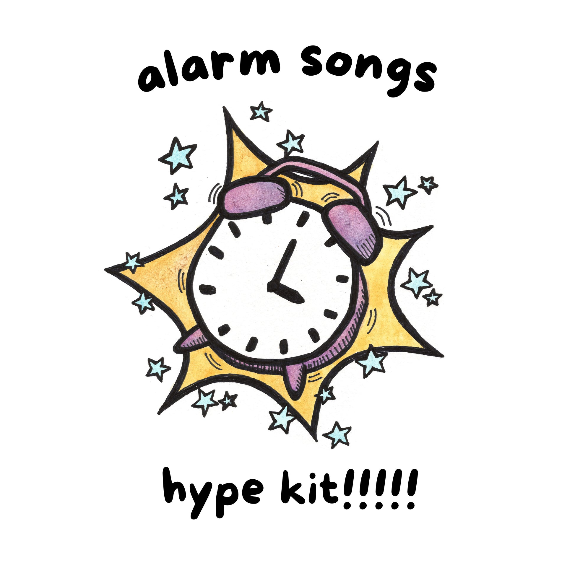 a playful illustration of an alarm clock going off.