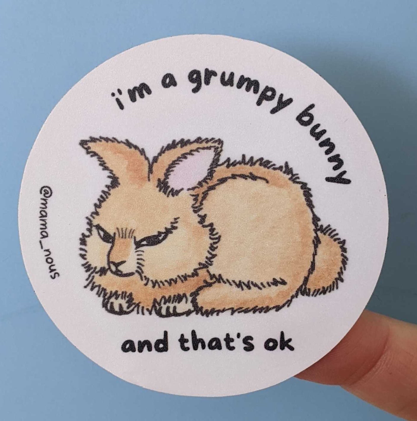 grumpy bunny sticker – mama nous